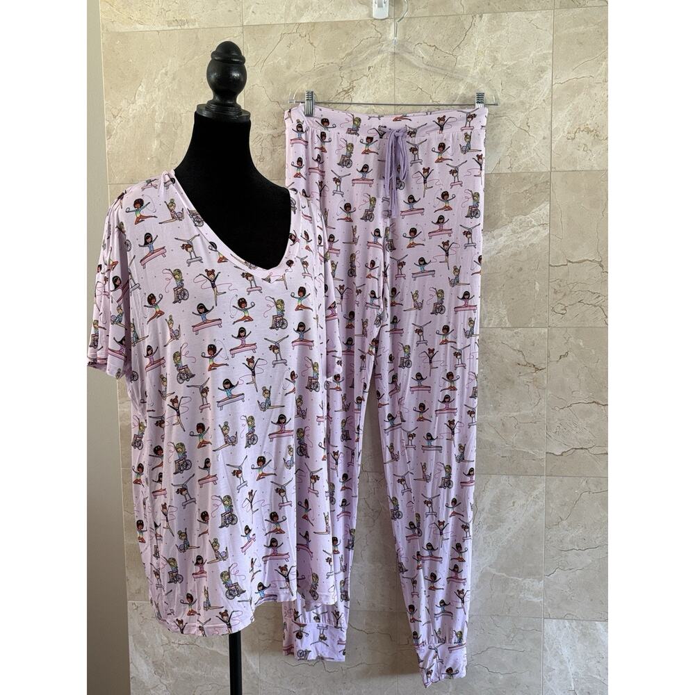 Little Snuggles Gymnastics Girly Pajama Set 3XL | Purple Bamboo Buttery-Soft